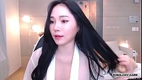 Dark-haired Korean woman brought to orgasm her lover